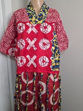 Girls' Red Patterned XOXO Mix-Print Dress